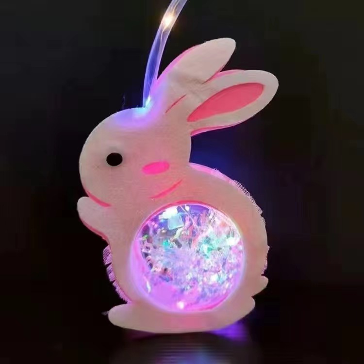 Luminous Toys Children's Portable Rabbit Lantern Feather Photo Props Jade Hare Festive Lantern Night Market Stall Hot Sale