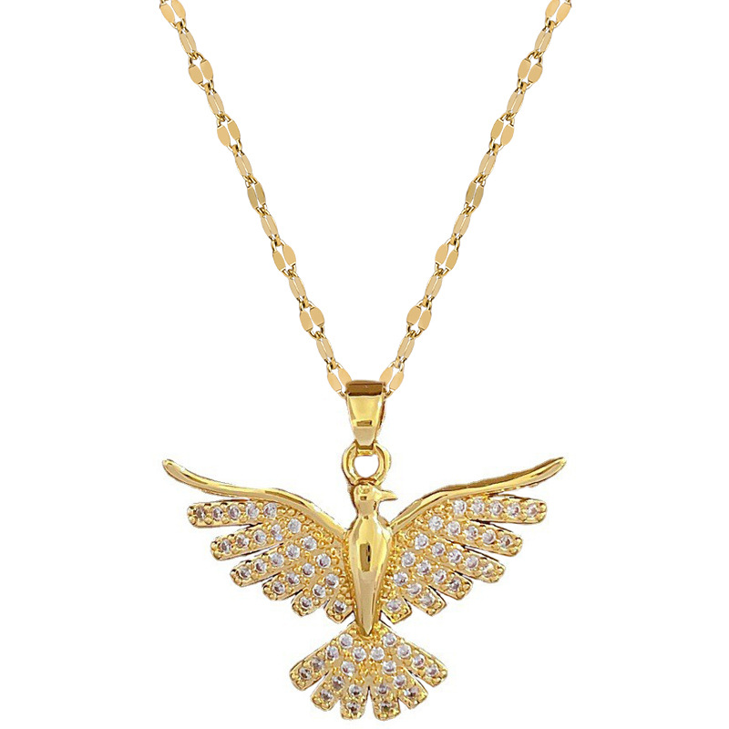 [Titanium Steel] Phoenix Wings Light Luxury Cross-Border Banquet Wedding Necklace Female Online Influencer All-Match Clavicle Chain Titanium Steel Chain