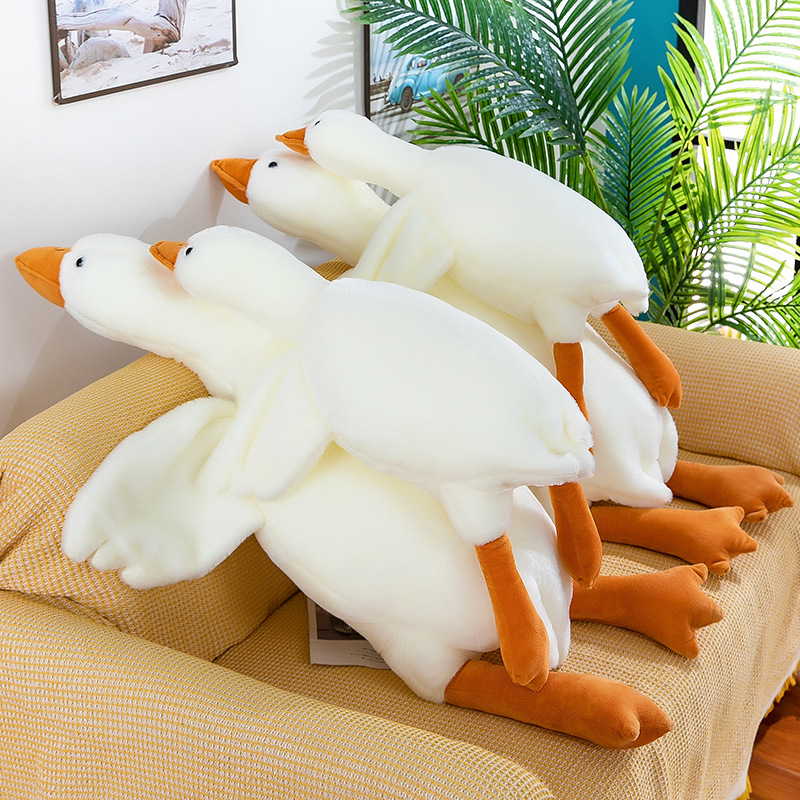 Rabbit Fur Big White Geese Sleeping Pillow Plush Toy Comfort Big Goose Doll Pillow Baby Hotel Pillow Big Goose