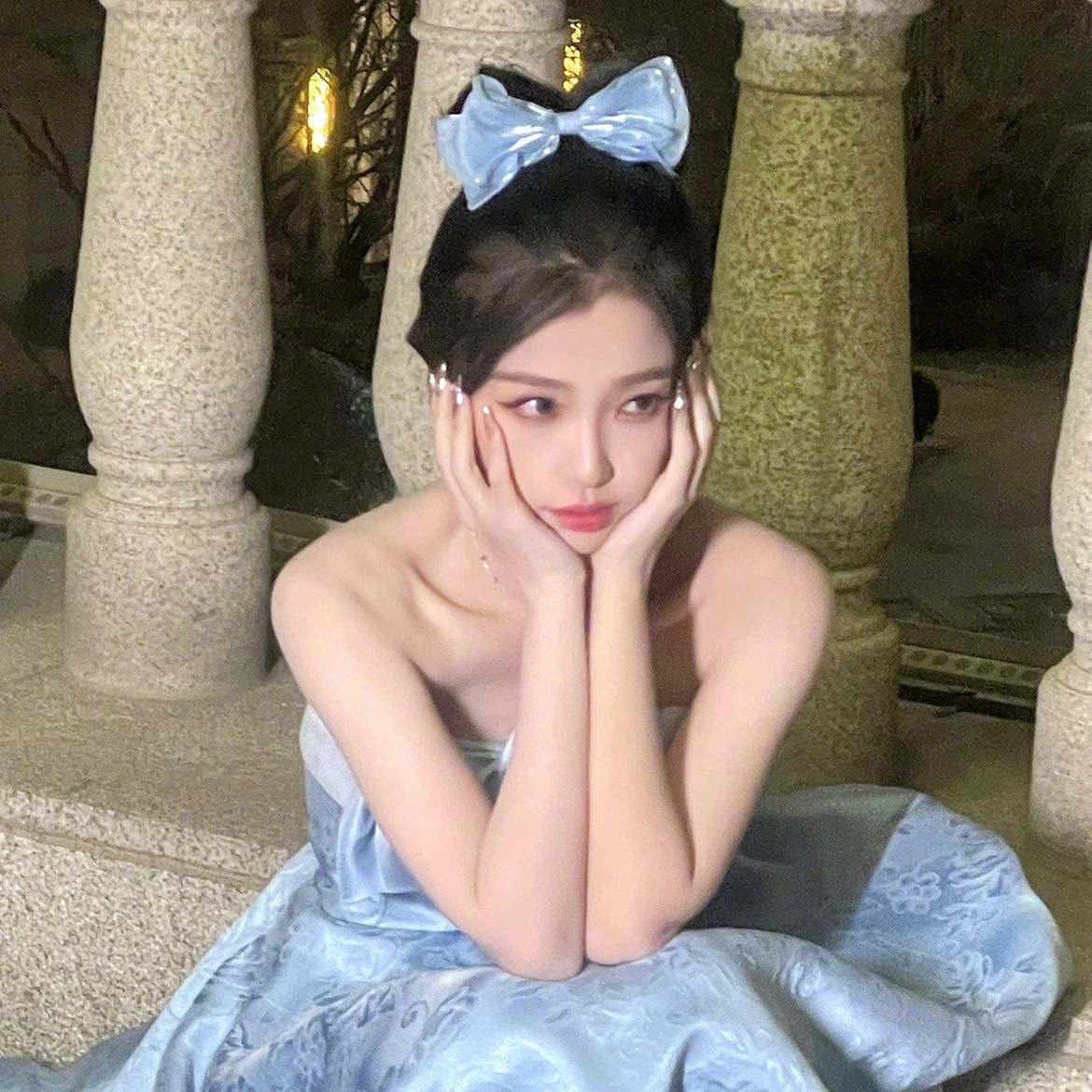 虞书欣同款蓝色蝴蝶结飘带发夹甜美少女气质网纱弹簧夹公主头发饰
