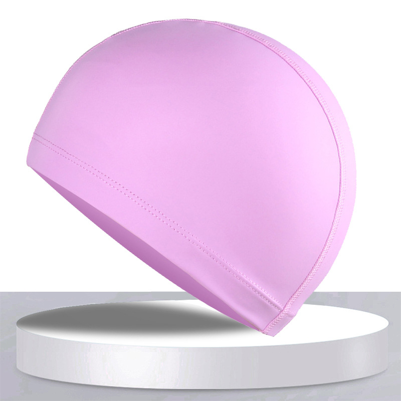游泳帽女 防水 男大号宽松不勒头 白色 pu泳帽长发防水舒适护耳
