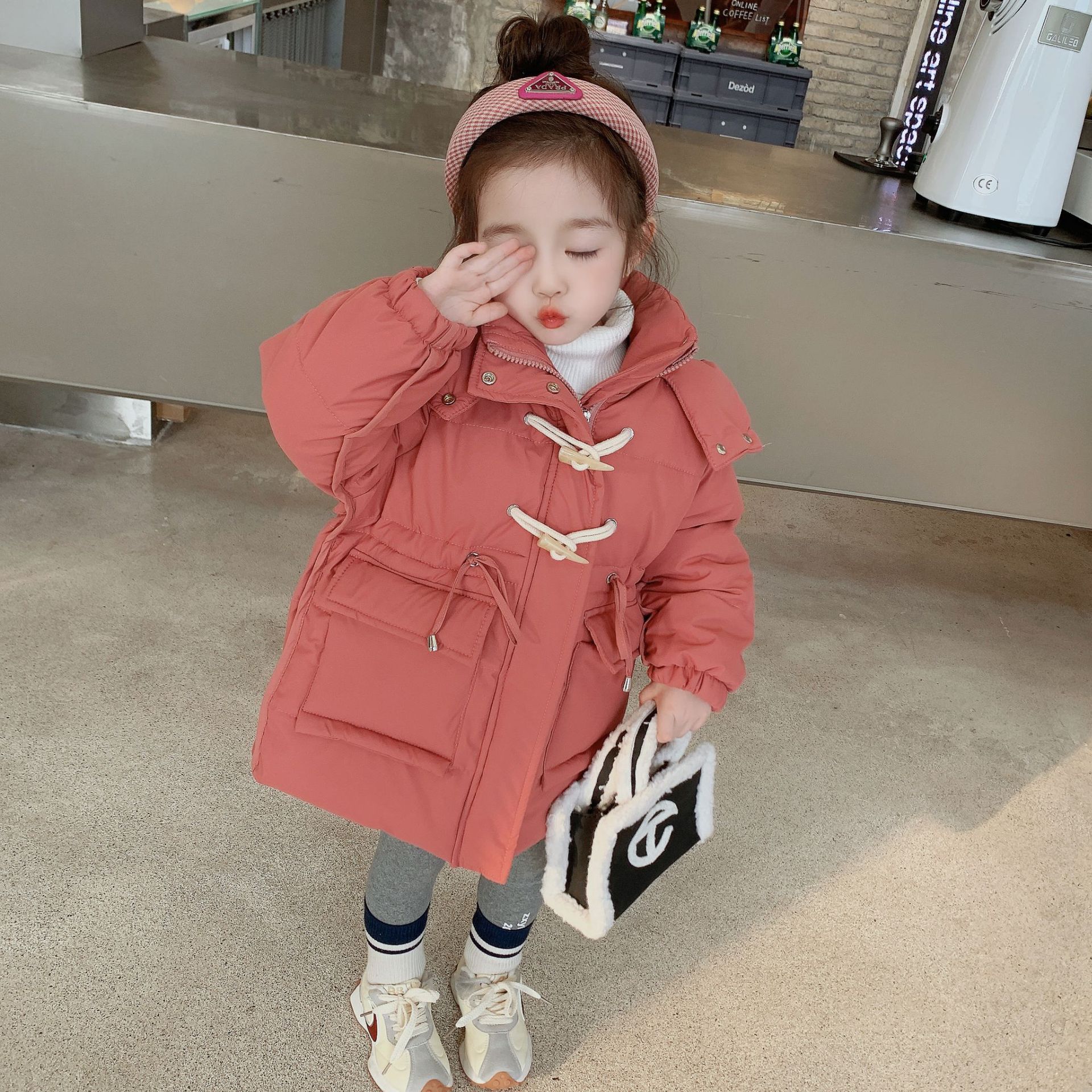 Girls' down Cotton-Padded Clothes Winter 2023 New Children's Winter Fashionable Cotton Coat Coat Baby Winter Thickened Padded Jacket