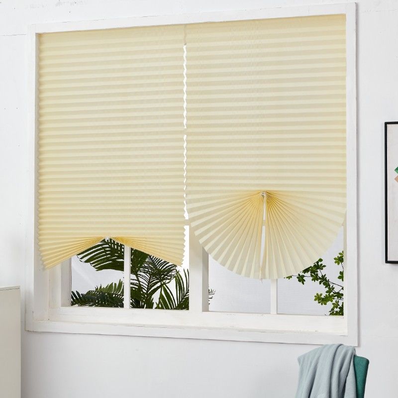 自粘窗帘遮阳帘卧室家用百褶帘隐私帘简易免打孔遮光帘百叶防晒帘