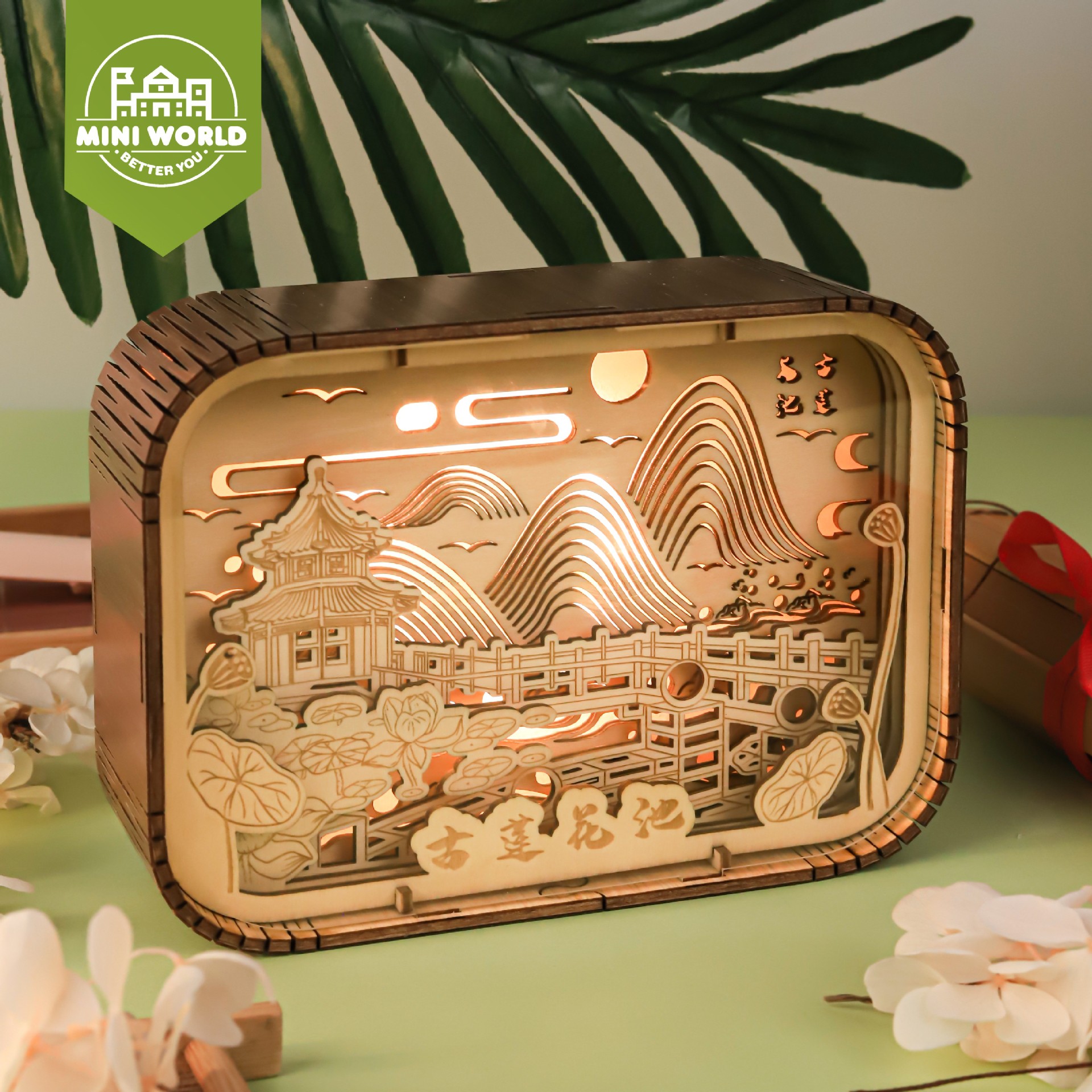 创意木质工艺品木雕灯摆件发光小夜灯城市旅游纪念礼物文创礼品