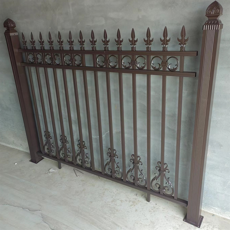 庭院铝艺栏杆 铝合金护栏 咖啡色铝方通围栏 来图制作 厂家直供
