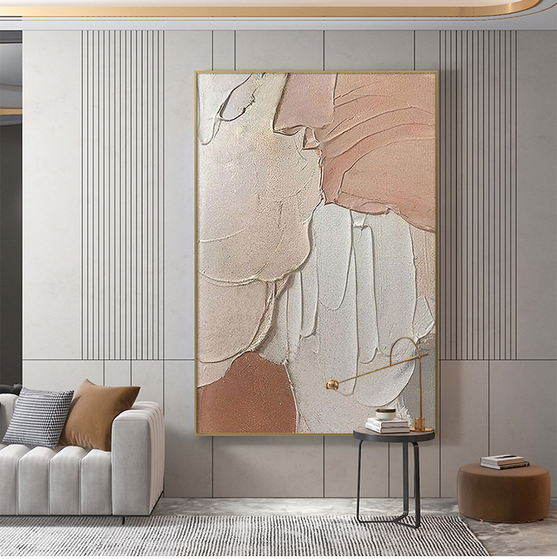 立体手绘油画抽象卧室客厅背景墙画竖版挂画落地画简约玄关装饰画
