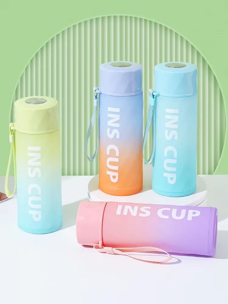 2023 New Water Cup Glass Simple Ins Trend Men and Women Convenient Sports Fitness Gradient Internet Celebrity Water Cup