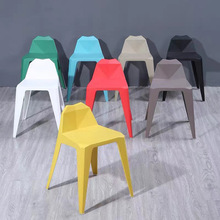 网红彩色塑料凳子批发现代简约客厅餐椅成人椅子家用休闲靠背方凳