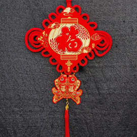 2022年新款中国结板结挂件红色立体挂鱼印花福字乔迁新居新年吸塑