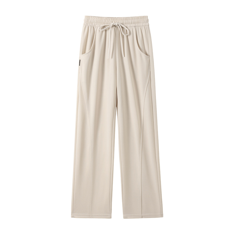 Ice Silk Wide-Leg Pants Women's Summer Thin 2023 New High Waist Drooping Banana Pants Small Narrow Casual Pants