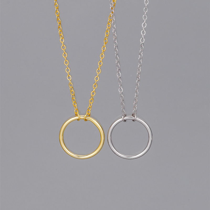 s925银极简约素圈大圆圈女项链 网红个性气质锁骨链送女友情人节