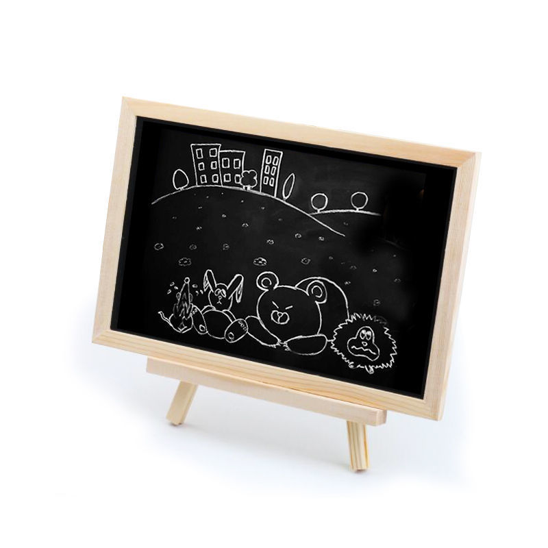 记事板实木质创意复古迷你小黑板地摊黑板桌面挂式小黑板家用教学