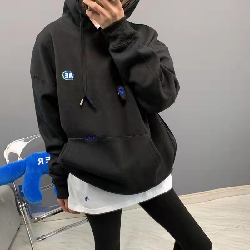 Korean Fashion Brand Ader H Sweater Autumn and Winter Letters Thickened Hoodie Couple Loose Hooded Coat Instant Ink Women's Clothing
