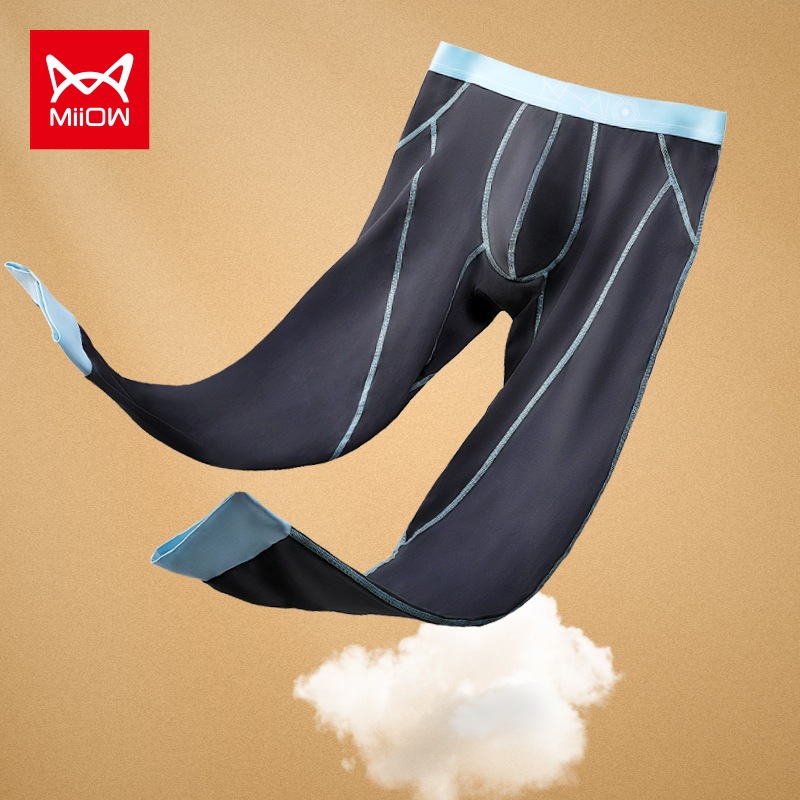 猫人冬防寒秋裤男内衣加厚加绒裤保暖裤单件紧身打底裤青年棉毛裤