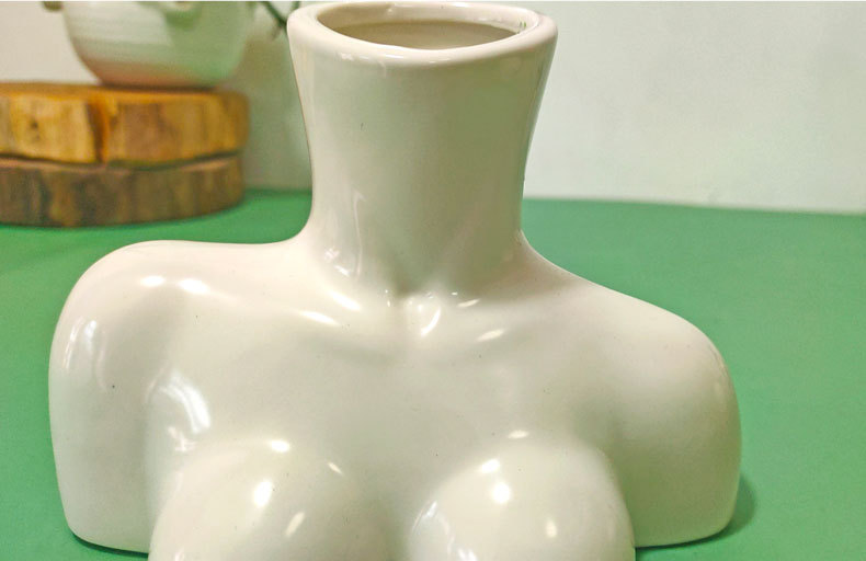 简约复古人体美胸艺术造型陶瓷花瓶摆件圆润雅致可水培种植干花