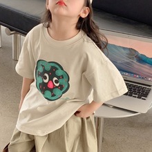 夏季女童印花短袖T恤2024新款百搭儿童卡通韩版上衣宽松洋气童装