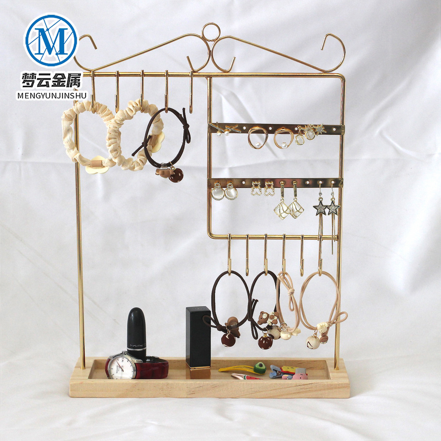 实木铁艺耳环架耳钉发箍首饰架项链架子挂手链戒指托盘饰品展示架