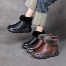 订做头层牛皮水洗皮马丁靴短靴工厂定制复古手工兔毛加绒冬天女鞋