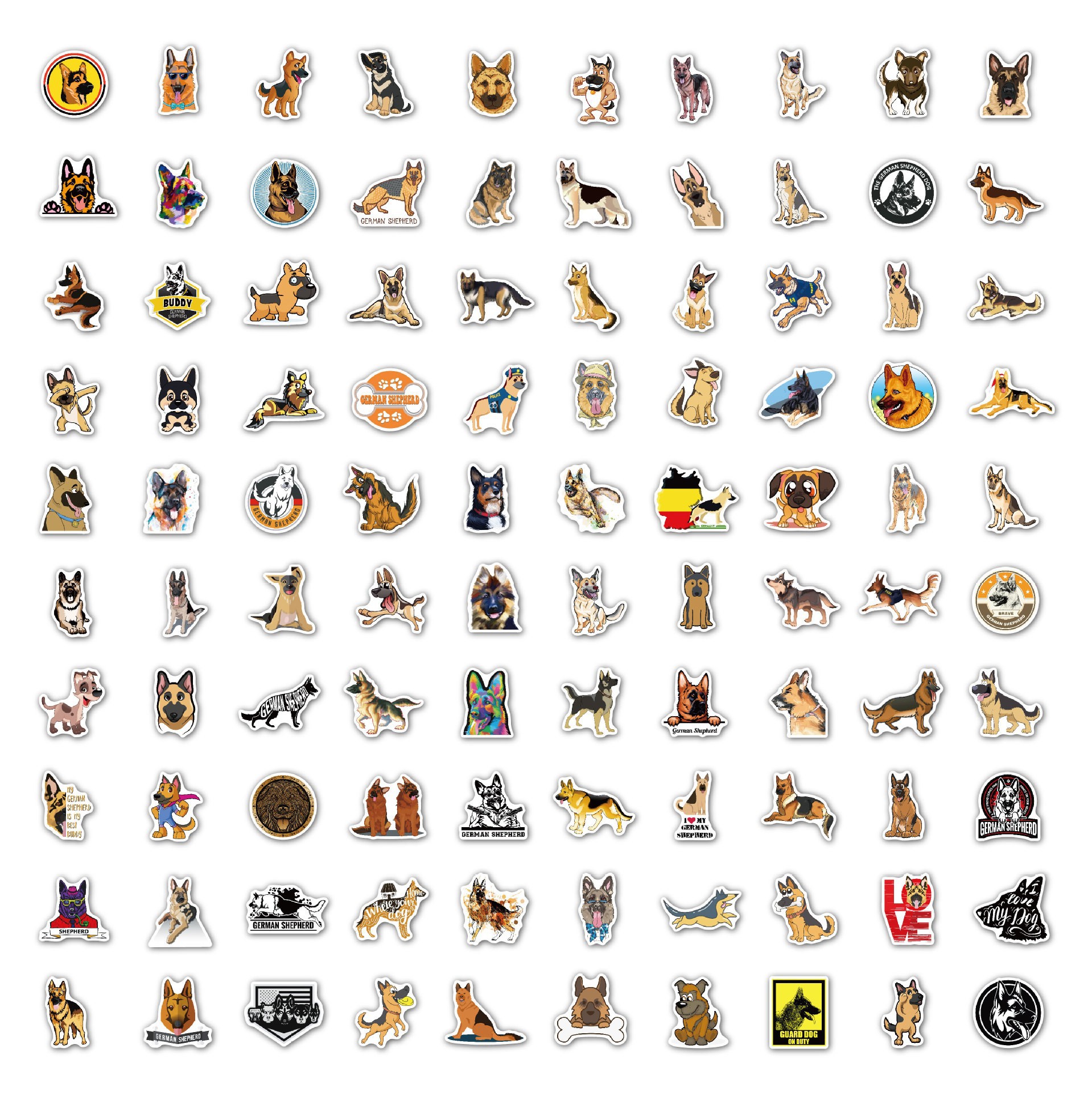 小狗贴纸德牧涂鸦可爱防水牧羊犬diy行李箱电脑宠物狗狗贴纸