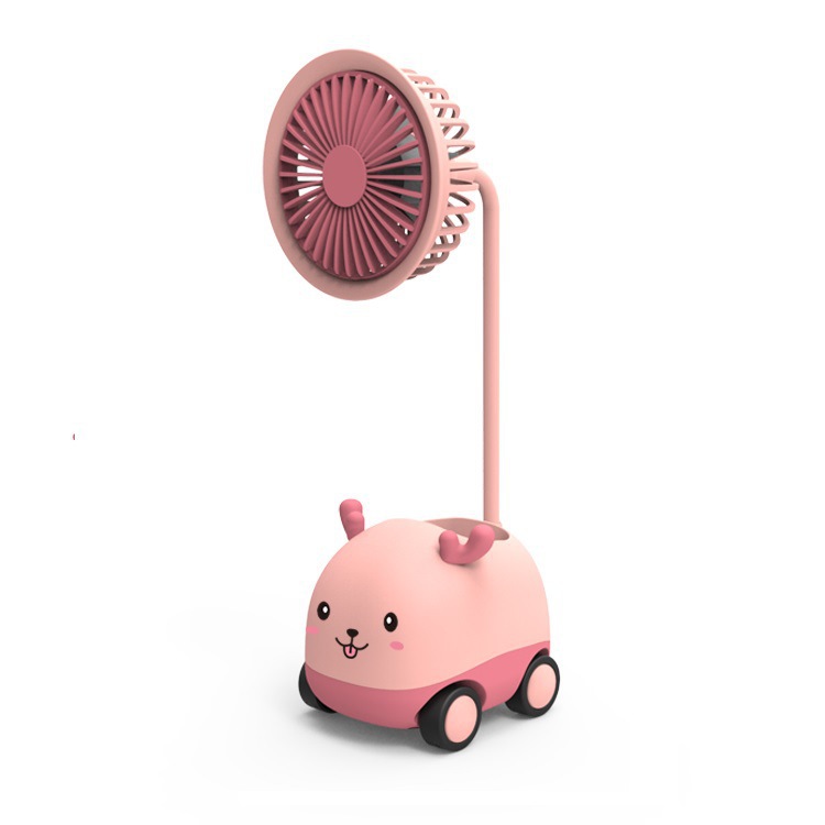 Mini USB Rechargeable Fan Cartoon Animal Scooter Pen Holder Pencil Sharpener Desktop Office Student Mini Fan