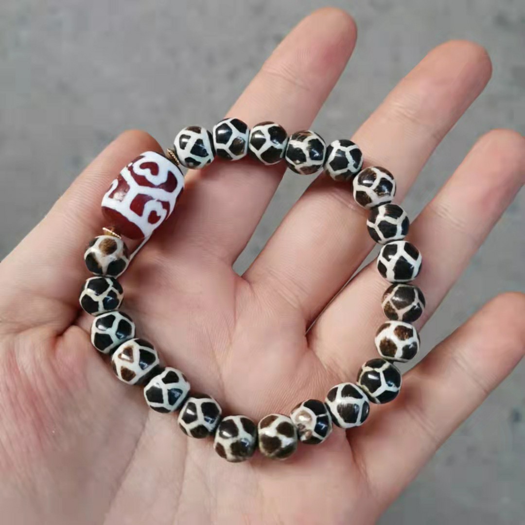 硅化木化石地天珠龟甲寿珠红肉宝瓶虎牙菩提手链稀有珍贵邦提克a