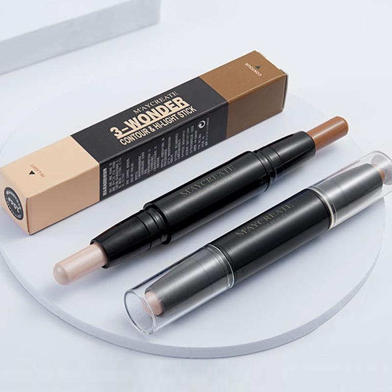 M'AYCREATE Double-Headed Contour Stick Concealing and Setting Waterproof Highlighter Stereo Face Brighten Pen Factory Wholesale