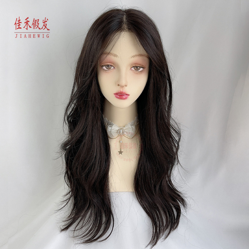 佳禾假发女长发前蕾丝手织假发蓬松日常长卷发大波浪中分时尚假发