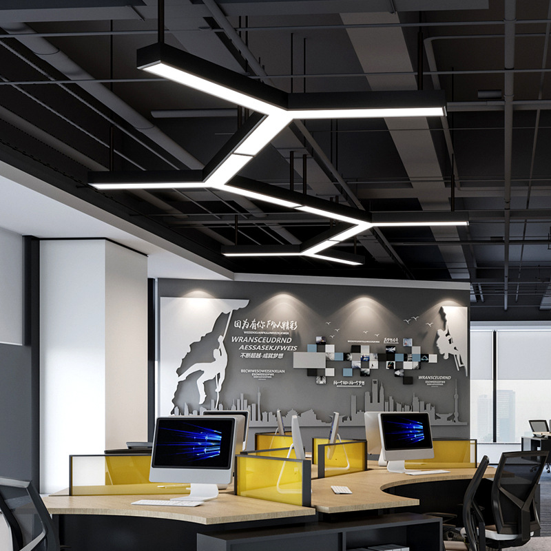 led造型灯创意六边形y型办公室超市餐厅健身房过道工业风异形吊灯