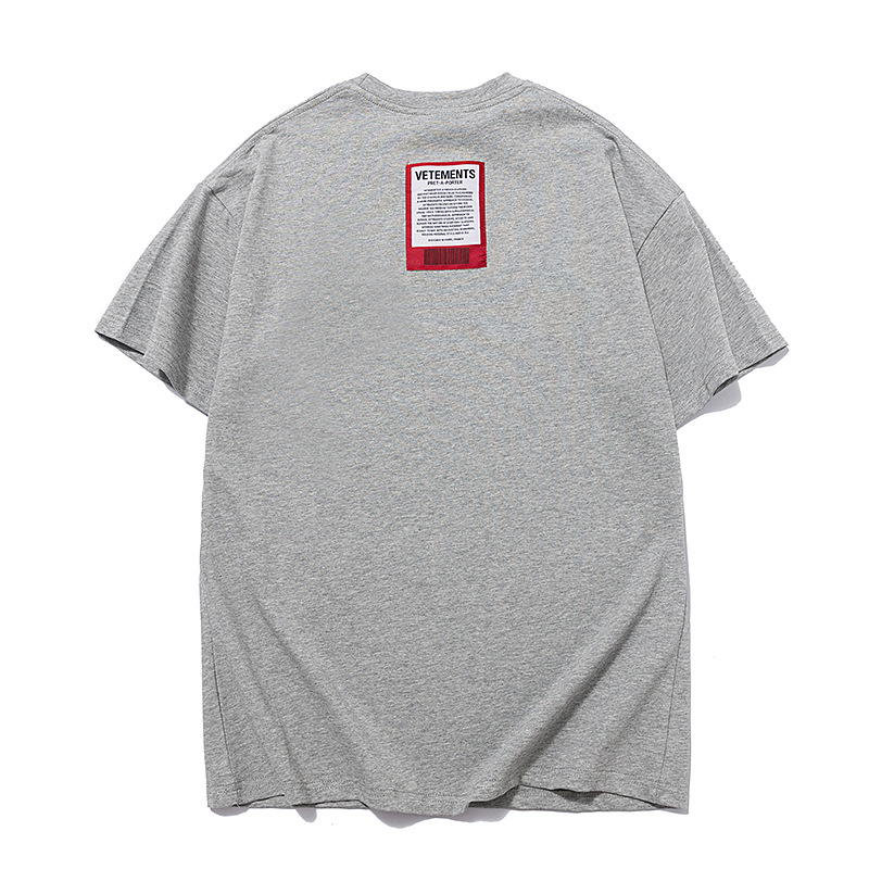 批发vtm字母维特蒙胸前字母logo印花背后红色大水洗标男女短袖t恤
