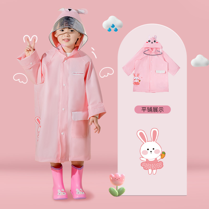Xiaolumili Baby Cartoon Unicorn Children Raincoat Girls Bunny Kindergarten Cute Poncho Rain Gear Wholesale