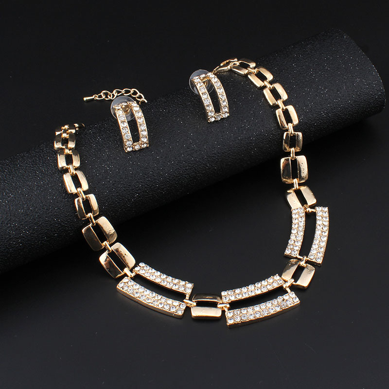 In Stock Four-Piece Necklace Ring Clavicle Necklace European and American Ornament Suit