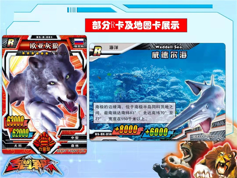 亿趣卡小袋百兽争霸卡片tcg对战收藏卡牌动物百科地形图卡ssp闪卡
