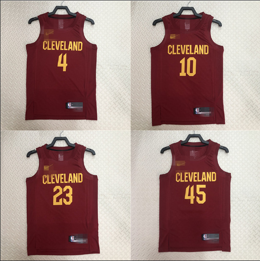 23赛季骑士队客场酒红色球衣 热压布印明星号2,4,10,23,45-阿里巴巴