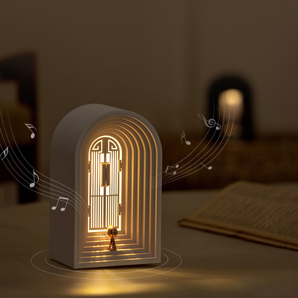 Nordic Magic Door Small Night Lamp Audio Electrodeless Dimming USB Charging Eye Protection Small Night Lamp Bluetooth Speaker