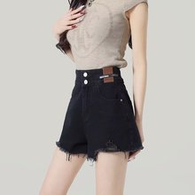 毛边牛仔短裤女夏季新款韩版设计感高腰显瘦字休闲阔腿热裤