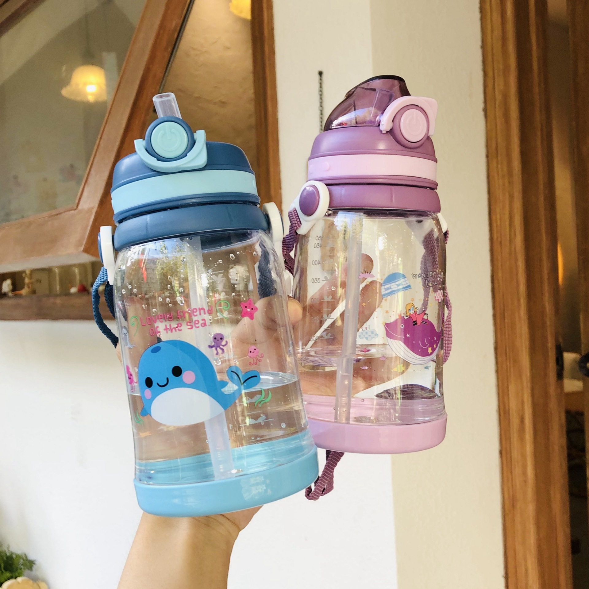 Children's Water Cup Direct Drink Portable with Rope Handle Children's Outing Water Cup Leak-Proof Shatter Proof Summer Cute Schoolchild Bottle