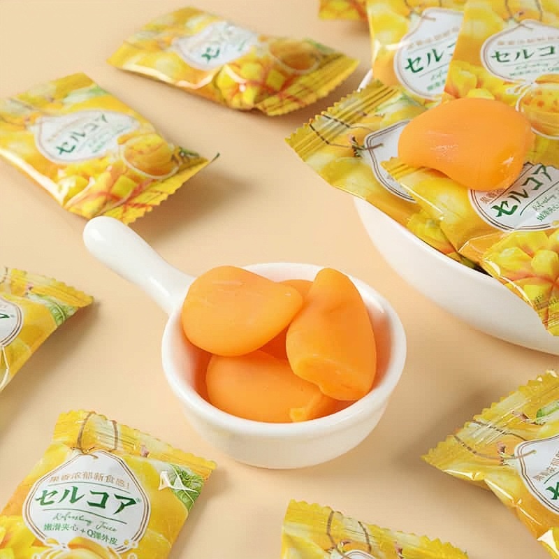 雅佳q弹剥皮芒果软糖芒果味水果q弹软糖果喜糖休闲小零食散装批发