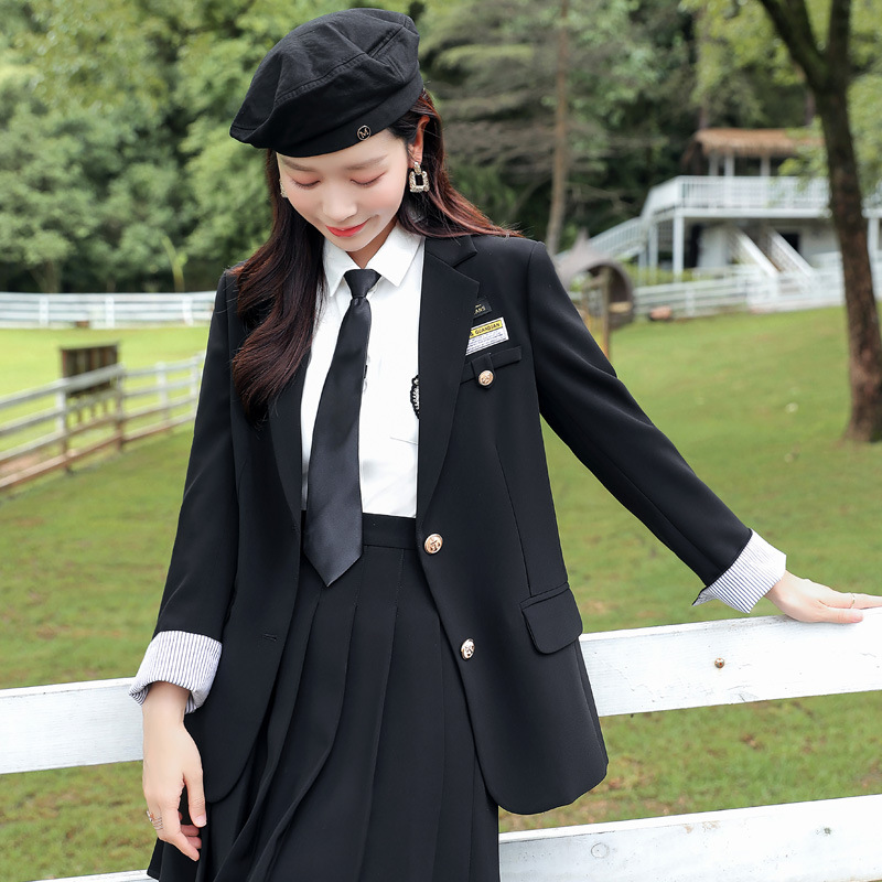 秋冬英伦学院风校服中学生套装高中学生jk制服女百褶裙技校班服潮