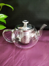 批发明信唐精品玻璃小茶壶300ml耐热玻璃煮茶器2人喝茶家用中式花