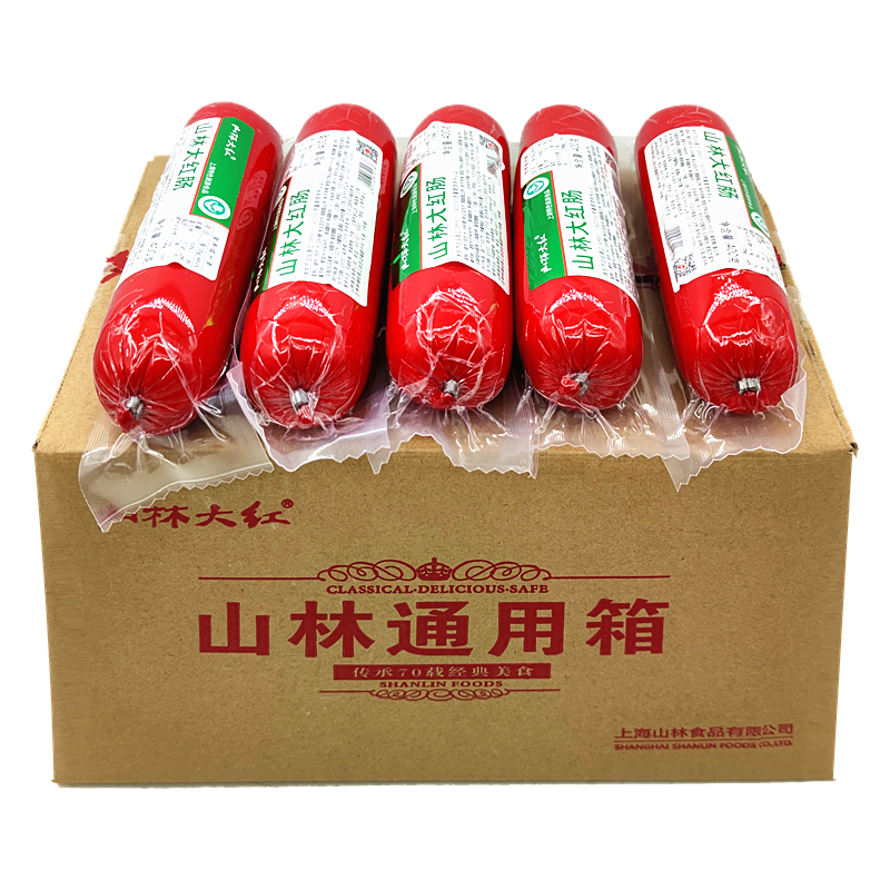 上海特产山林大红肠猪肉肠400g*10根 下酒香肠熟食肠三林斜切红肠