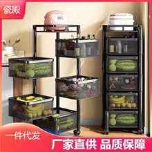 可旋转厨房置物架免安装落地多层蔬菜架家用多功能放水果零食架子