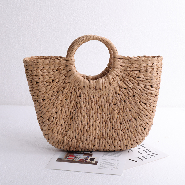 2023 New Fashion Simple Handbag Woven Bag Beach Bag Handmade Straw Bag