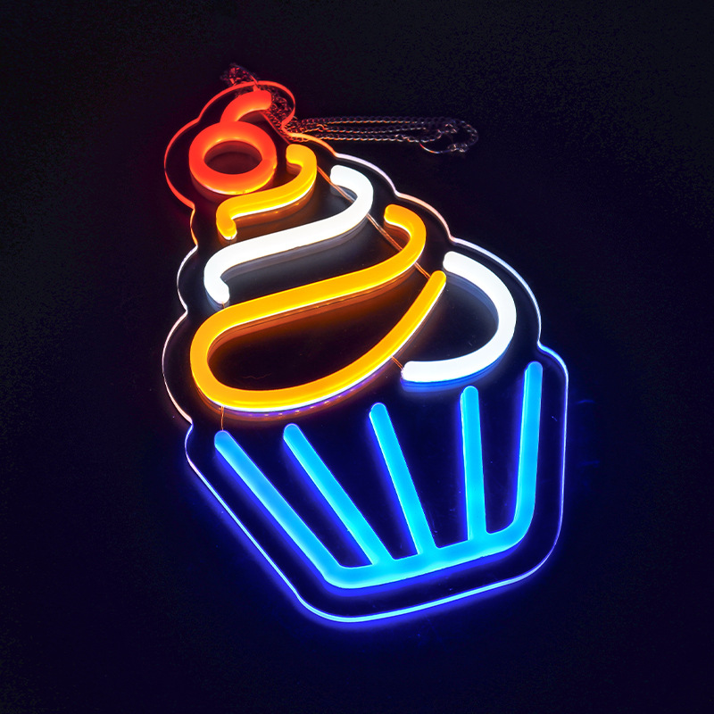 蛋糕店铺门头广告牌招牌霓虹灯牌厂家直供外贸跨境 led造型挂灯