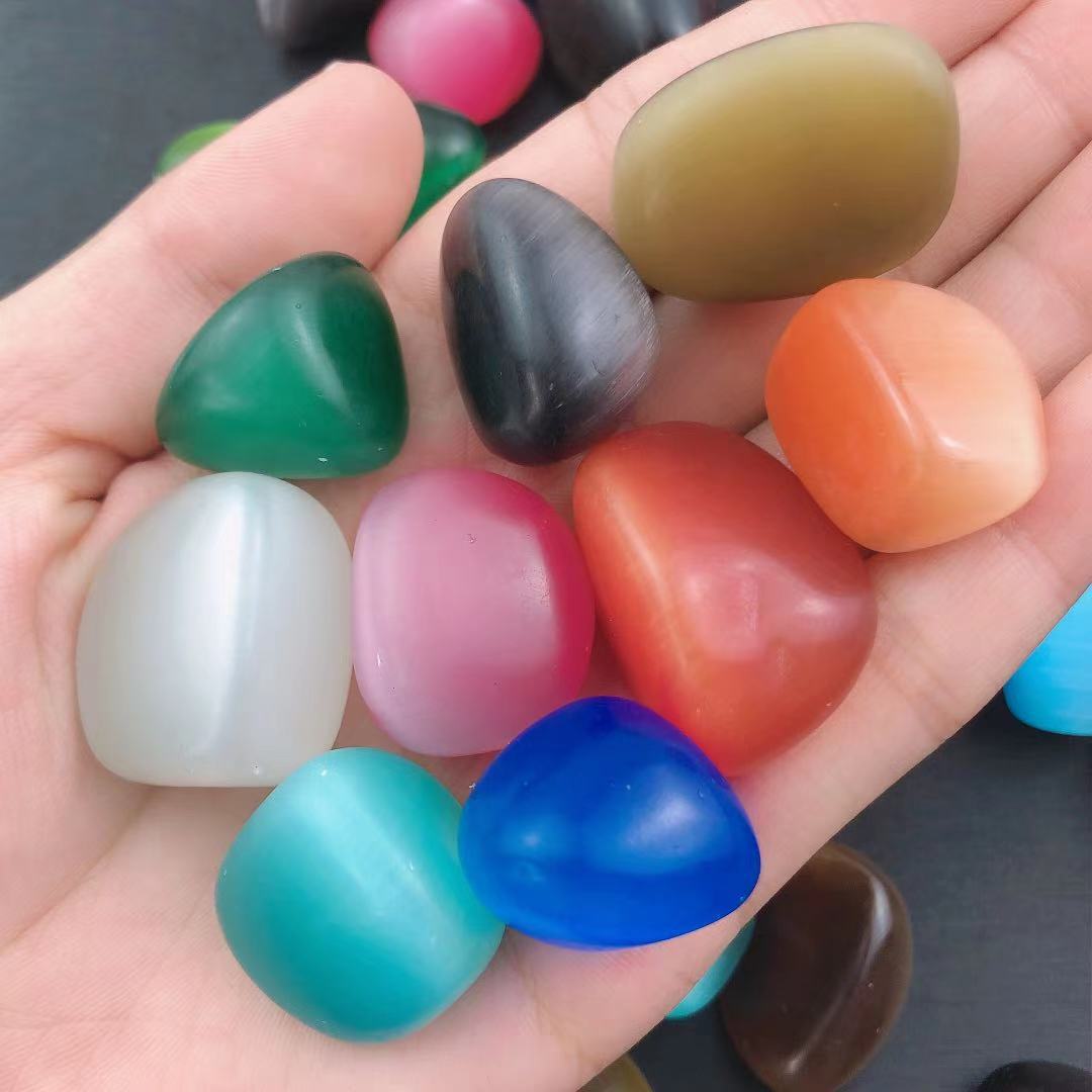 水晶原石随型彩色猫眼石大颗粒裸石糖果色原石抛光大颗粒厂家批发