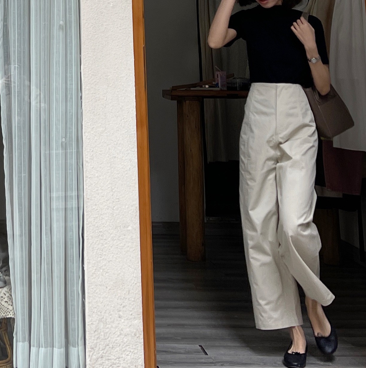 高腰气质窄版直筒阔腿裤女春秋夏季薄款休闲垂感九分长裤西装裤子