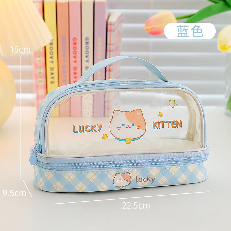 Opening Season Cartoon Large Capacity Pencil Case Wholesale Student Handheld Pencil Case Storage Bag Cute Cosmetic Bag Stationery Box