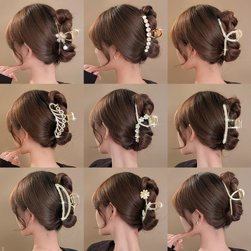 韩国高级感鲨鱼夹女大号发量多金属发夹后脑勺头发抓夹子头饰发卡