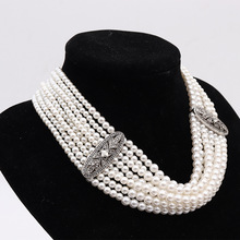 包邮 欧美复古vintage法式多层珍珠项链女小众高级感锁骨链颈链