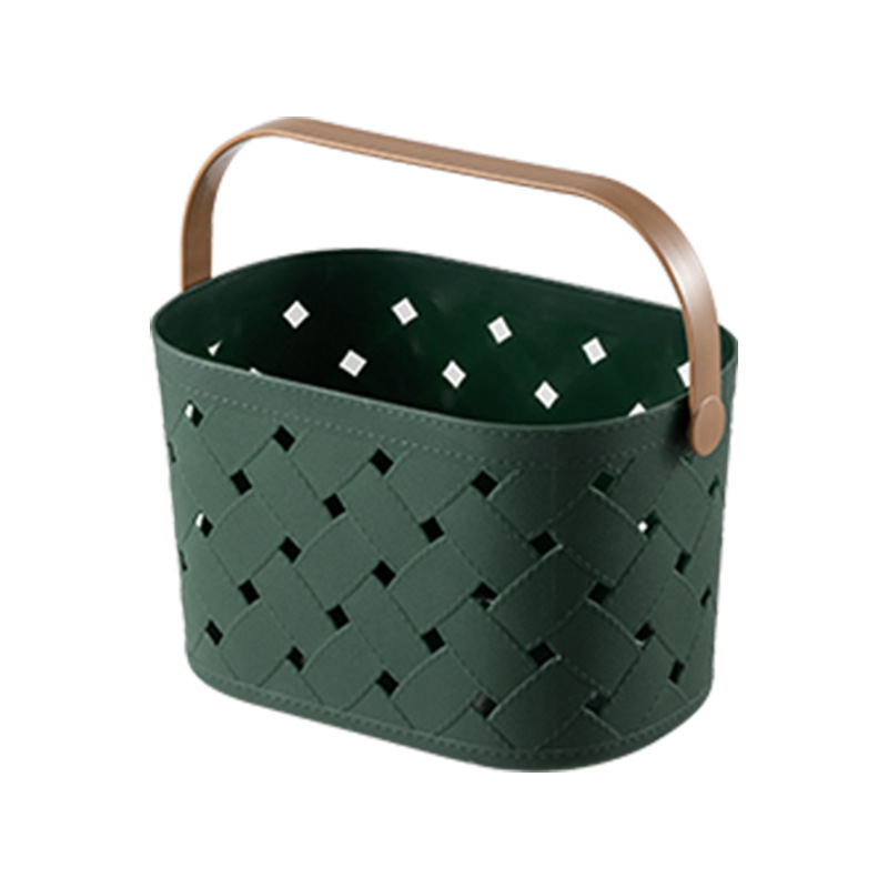 M57 Bathroom Bath Basket Fashion Simple Hollow Storage Basket Cosmetics Storage Basket Imitation Leather Pattern Basket Wholesale