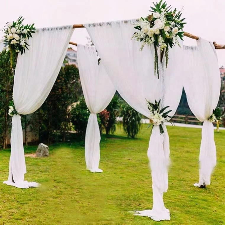 白色纱幔瑞士网纱户外凉亭屋顶背景架民宿露营景区布置装饰白纱缦